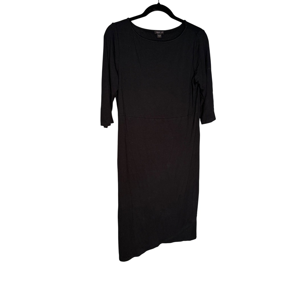 J.Jill Wearable Collection black short sleeve midi asymmetrical dress